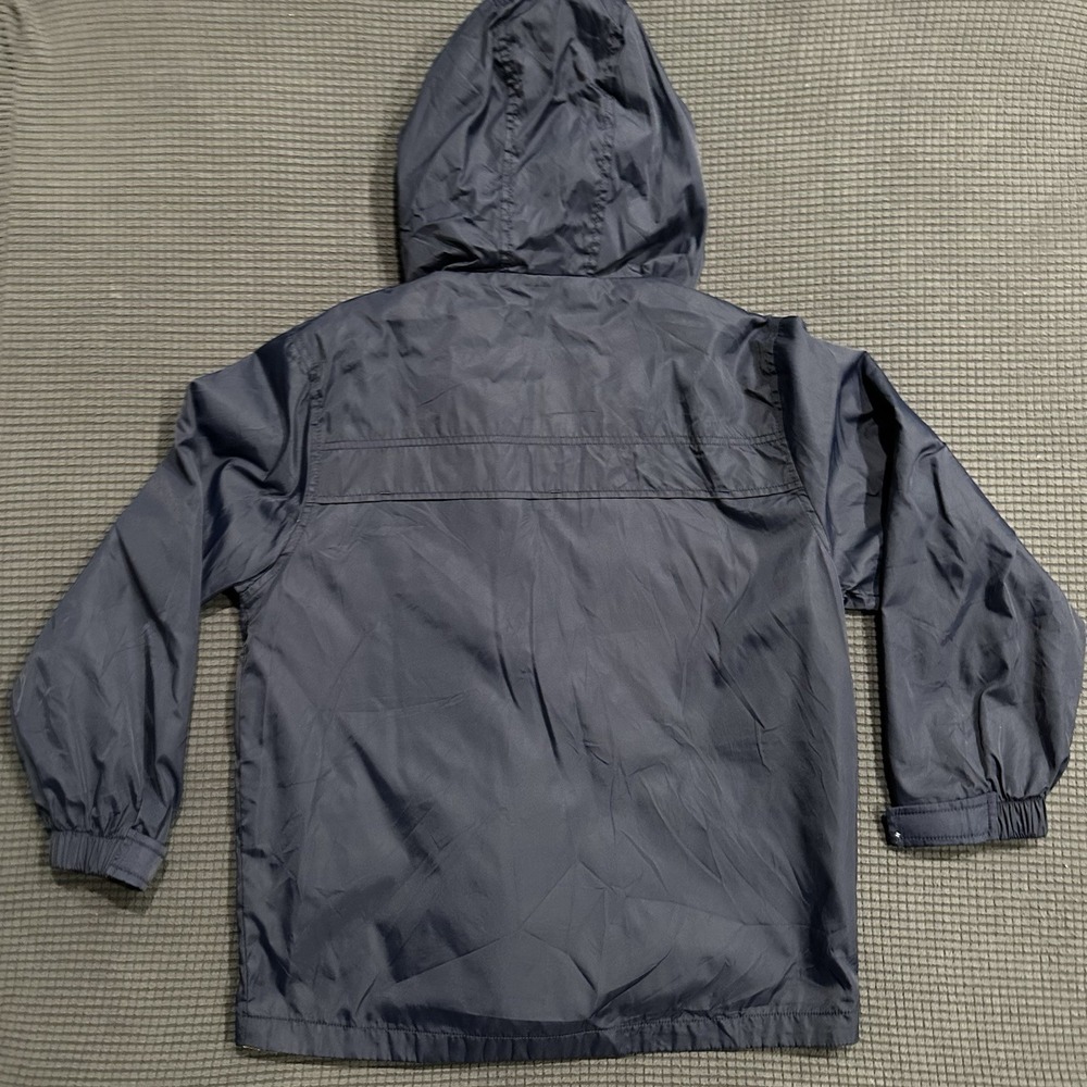GAP Kids Large (10–12) Navy Hooded Windbreaker Jacket Yellow Lining - Picture 5 of 8